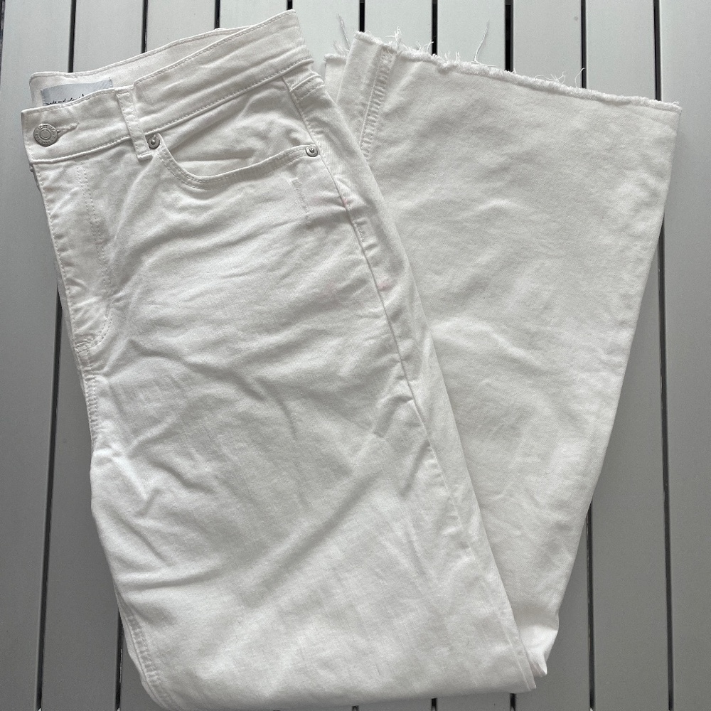 Loft Petite Wide Leg White Jeans